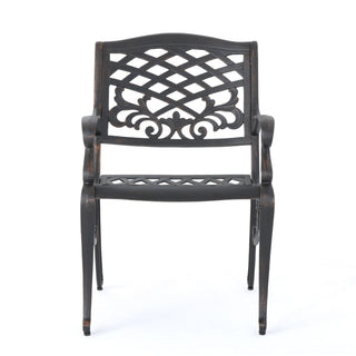 Luminea - Outdoor Aluminum Dining Chair With Scroll Design, Lattice Pattern And Cabriole Legs - Copper