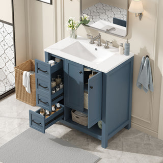 Bathroom Vanity With Sink Top, Bathroom Vanity Cabinet With 2 Doors And 2 Drawers, Open Shelf