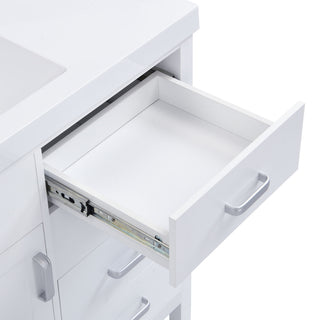 47.25" Modern Bathroom Vanity With Sink, Soft Close Single Door & 6 Drawers - White