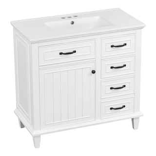 Modern Bathroom Vanity With Sink Top, Flip Drawers, Adjustable Shelf