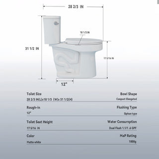 Gloss 2 Piece Toilet With 1.28 Gpf Tornado Flush, Rimless Bowl, Soft Closing Seat - Gloss White