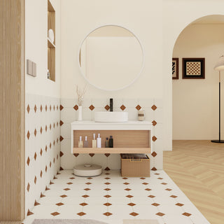 Floating Bathroom Vanity With Glossy Round Vessel Sink