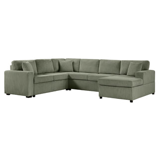 Oversized Sectional U-Shaped Sofa With Chaise Lounge And Three Soft Throw Pillows