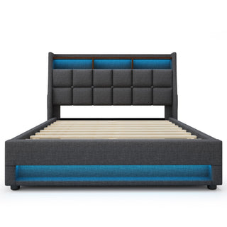 Platform Bed With Hydraulic Storage, LED Lighting & Charging Station