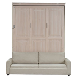 Queen Size Murphy Bed With Sofa And LED - Beige