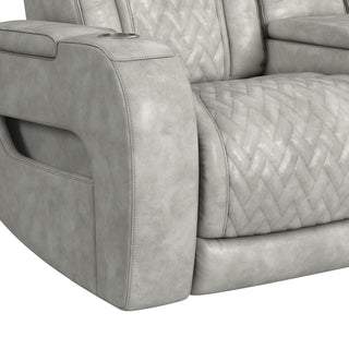 Prime Time - P3 Loveseat With Console, 7 Colors Led, Cup Holders And Wireless Charger Controller - Leather Gel Light Gray