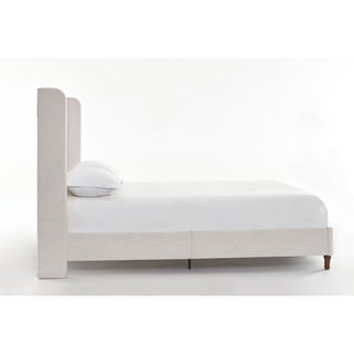 Hayden - King Size Upholstered Wingback Bed With And Tall 54" Headboard - Ivory