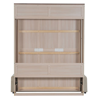 Queen Size Murphy Bed With Sofa And LED - Beige
