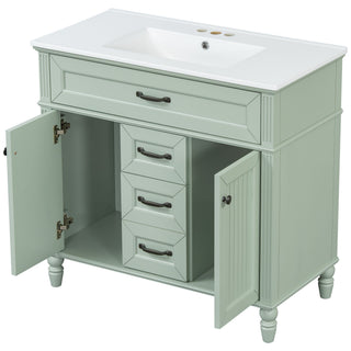 Bathroom Vanity With Sink, Flip-Out Top Drawer, Soft Close Doors, 2 Storage Drawers