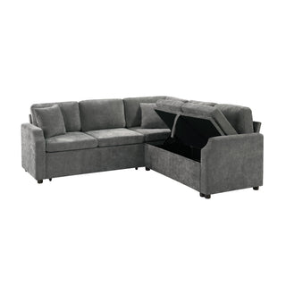 Modern L Shaped Sectional Sofa Bed With Hidden Storage Upholstery