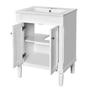 Bathroom Vanity With Top Sink, 2 Tier Storage Cabinet