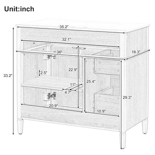 Bathroom Vanity With Sink, 3 Drawers & 2 Doors