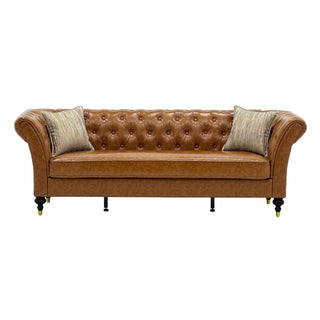 Chesterfield Sofa, 3 Seat Couch With Deep Button Tufted Back, Rolled Arms