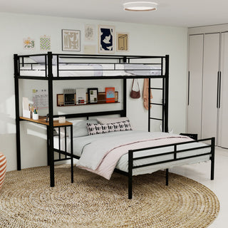Bunk Bed With Built In Desk & Guardrail Frame