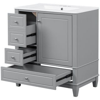 Freestanding Bathroom Vanity With Sink, Soft Close Door, 3 Drawers