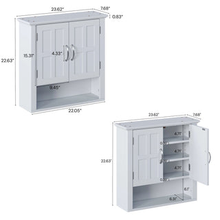 Multi Functional Wall Mounted Cabinet With Adjustable Shelves For Bathroom