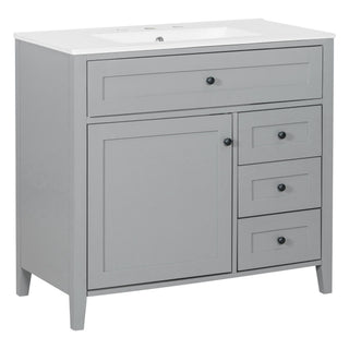 Bathroom Vanity With Sink, Cabinet With 3 Drawers And Adjustable Shelf