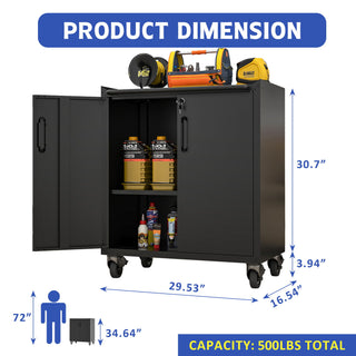 Heavy Duty Metal Garage Storage Cabinet With Wheels Sturdy Tool Organizer