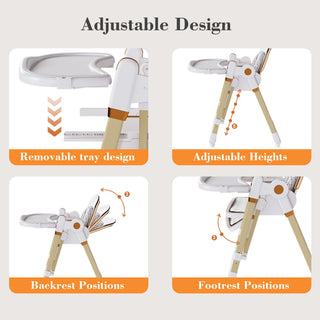 Convertible Baby High Chair To Rocker With 5 Point Harness