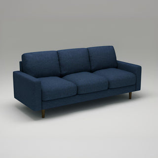 3 Seater Sofa With Loose Back Cushions And Accent Pillows For Living Room - Dark Blue