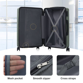 6 Piece Lightweight Hardshell Luggage Set With Double Spinner Wheels, Password Lock