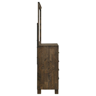 Bren - 8 Drawer Dresser With Mirror - Rustic Brown