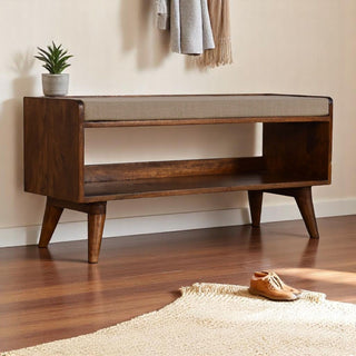 Solid Wood Bench With Upholstered Sea