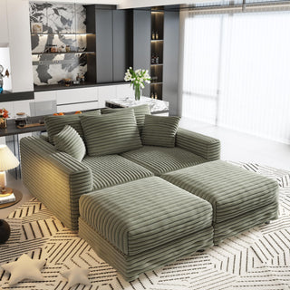 Convertible Deep Seat Sofa With Soft Pillows And Ottomans