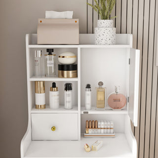3 In 1 Dressing Table With LED Mirror & Storage Stool, Compact Makeup Vanity - White