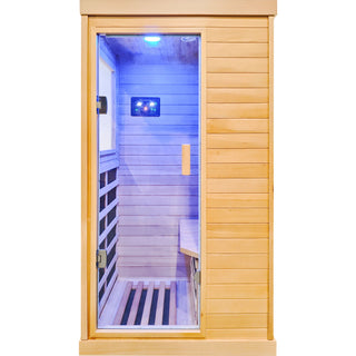 Infrared Sauna Room Single Room With Hemlock Frame, 6 Heating Plates, Built-In Lights And Bluetooth Audio - Natural