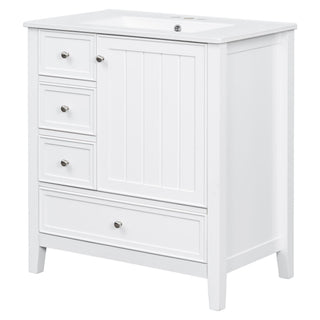Modern Bathroom Vanity With Sink, 1 Cabinet & 3 Drawers