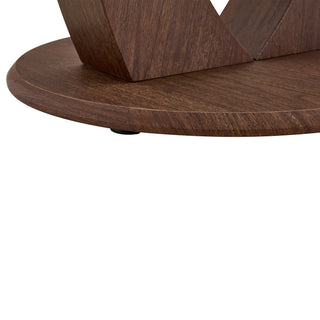 2 In 1 Round Glass Dining Table With Adjustable Curved Base, - Transparent / Walnut