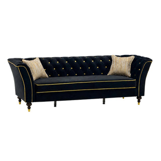 3 Person Sofa With Deep Seat, Tufted Backrest