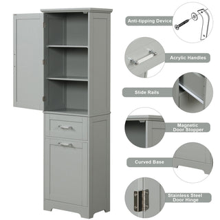Tall Freestanding Bathroom Storage Cabinet With Adjustable Shelf And 2 Drawers
