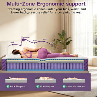 10" Hybrid Mattress With Individual Pocket Coils And Memory Foam