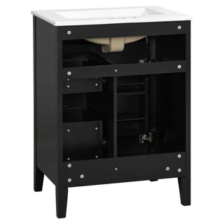 Bathroom Vanity With Sink, 3 Drawers & Cabinet With 2 Tier Door Storage Rack, Soft Close Doors & Drawers