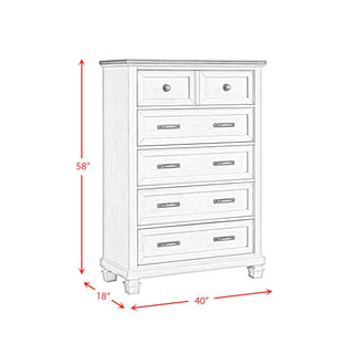 Farmington - 5 Drawer Chest - Medium Brown / Washed Stone