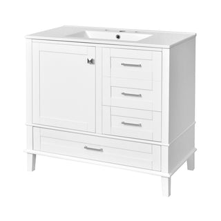 Bathroom Vanity, Modern Bathroom Cabinet With Sink Combo Set, Bathroom Storage Cabinet With A Soft Closing Door And 3 Drawers, Solid Wood Frame