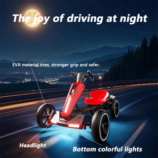 Electric Kids Pedal Go Kart With Adjustable Seat, Foldable Design