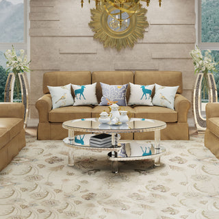 Coffee Table, Oval Double Layer Home Furnishing - Silver