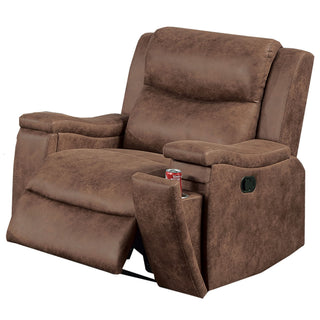 1 Piece Manual Recliner With Padded Seat And Backrest, Square Arms For Living Room - Walnut