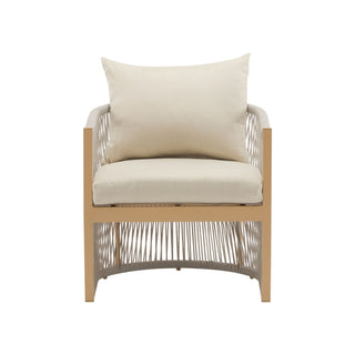 Modern Curved Aluminum Lounge Chair With Stylish Rope Weave Design And Cushioned Comfort For Outdoor
