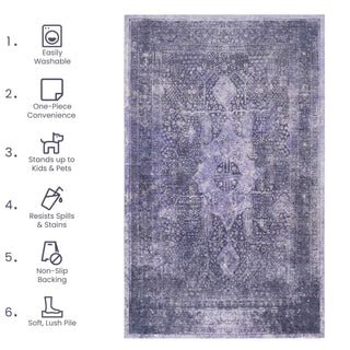 Maval - 3' X 5' Washable Area Rug - Anthracite