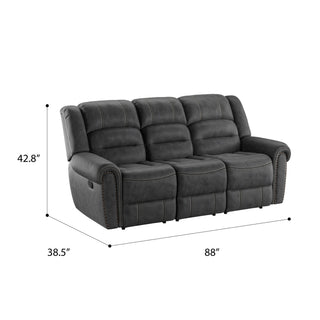 Reclining Sofa - Gray - Faux Leather
