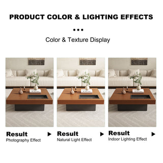 Square Floating Coffee Table For Living Room - Dark Walnut