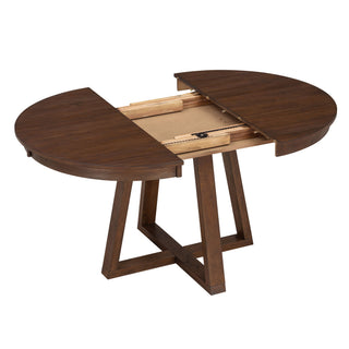 Dining Set With Leaf Round Table And 4 Upholstered Chairs