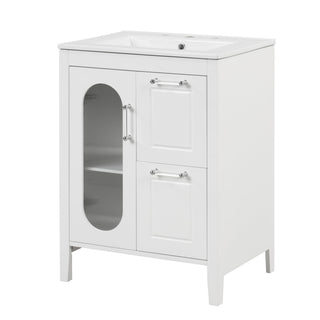 Modern Bathroom Vanity With Sink, Cabinet With 2 Drawers And Door, Adjustable Shelf
