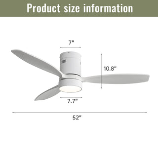 Indoor / Outdoor Ceiling Fan With Blades, Reversible DC Motor, Remote Controlled LED Light - White