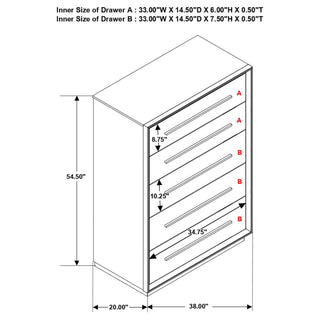 Prescott - 5 Drawer Chest - Brown
