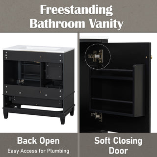 Freestanding Bathroom Vanity With Sink, Soft Close Door, 3 Drawers